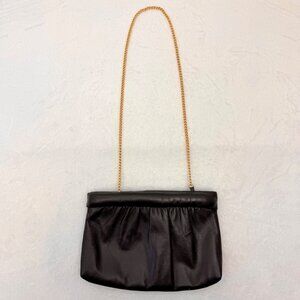 Vintage Ande Women Clamshell Purse w/Shoulder Chain 10" x 7 " Brown